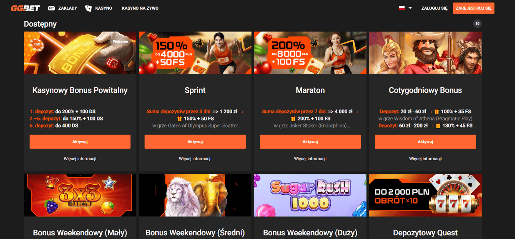 GGBET Bonusy